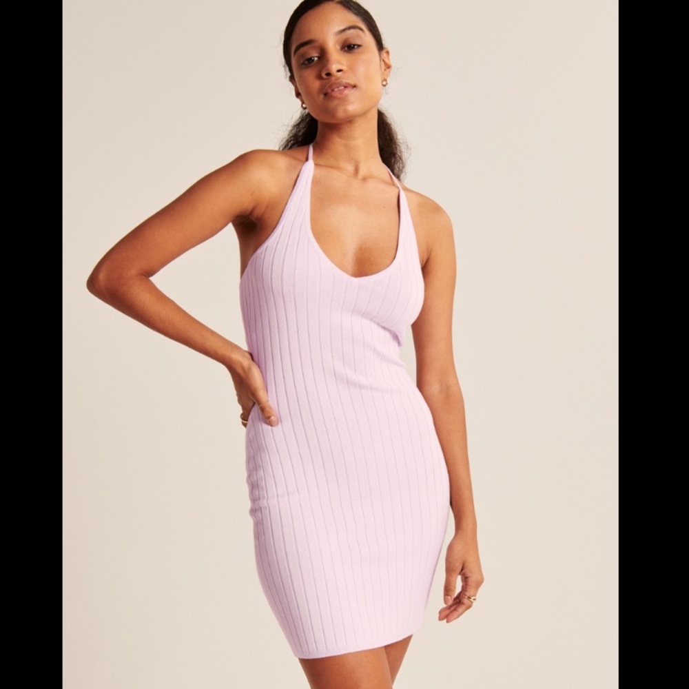 Halter Mini Sweater Dress